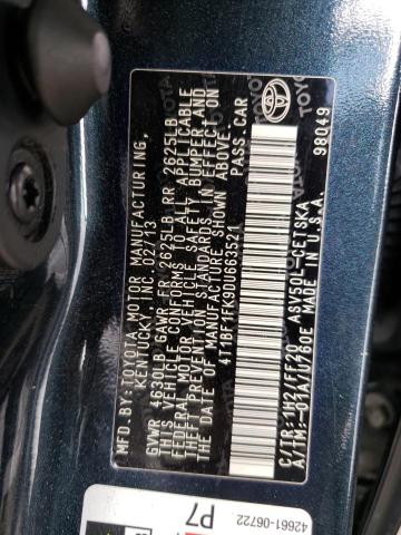 Photo 11 VIN: 4T1BF1FK9DU663521 - TOYOTA CAMRY 