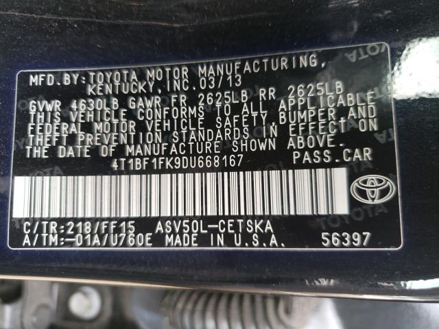 Photo 9 VIN: 4T1BF1FK9DU668167 - TOYOTA CAMRY L 