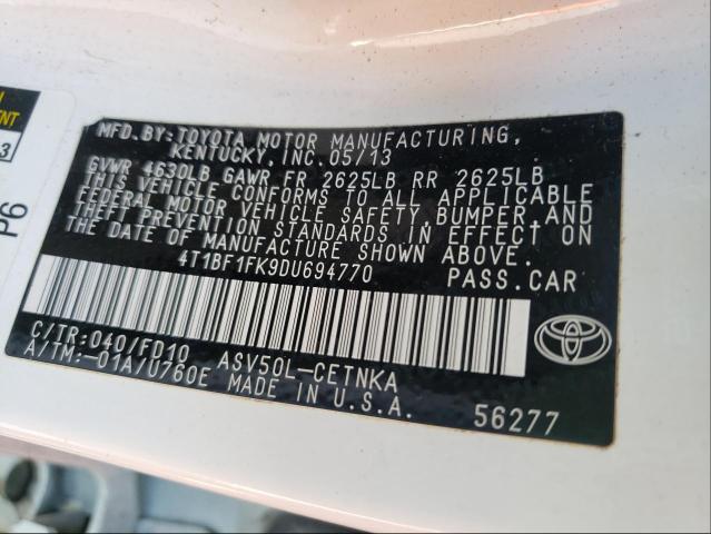 Photo 9 VIN: 4T1BF1FK9DU694770 - TOYOTA CAMRY L 