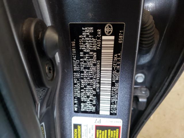 Photo 9 VIN: 4T1BF1FK9DU699645 - TOYOTA CAMRY L 