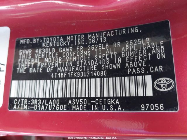 Photo 8 VIN: 4T1BF1FK9DU714080 - TOYOTA CAMRY 