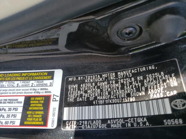 Photo 9 VIN: 4T1BF1FK9DU715780 - TOYOTA CAMRY L 