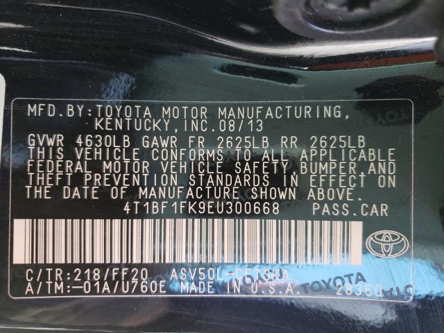 Photo 9 VIN: 4T1BF1FK9EU300668 - TOYOTA CAMRY L 