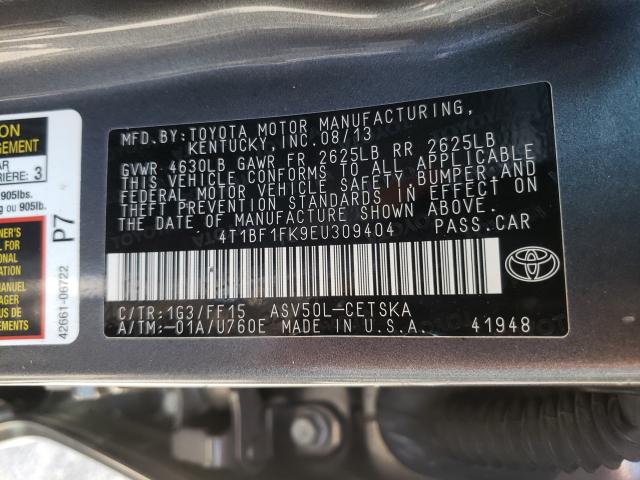 Photo 9 VIN: 4T1BF1FK9EU309404 - TOYOTA CAMRY L 