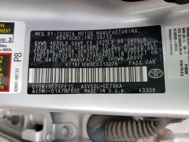 Photo 9 VIN: 4T1BF1FK9EU310276 - TOYOTA CAMRY L 