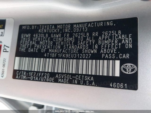 Photo 8 VIN: 4T1BF1FK9EU312027 - TOYOTA CAMRY 