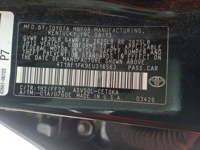 Photo 9 VIN: 4T1BF1FK9EU316563 - TOYOTA CAMRY L 