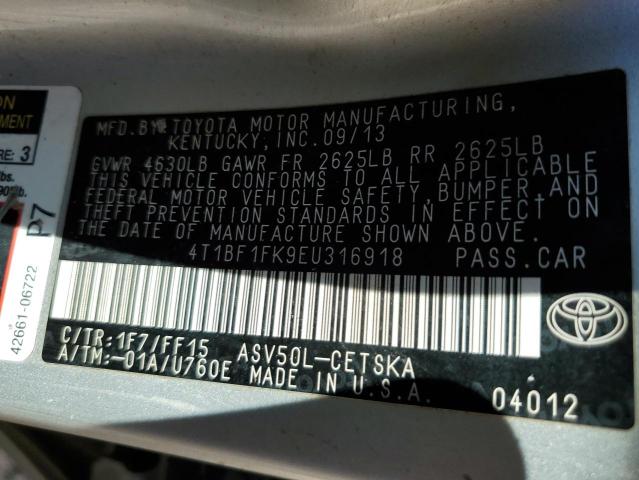 Photo 11 VIN: 4T1BF1FK9EU316918 - TOYOTA CAMRY L 