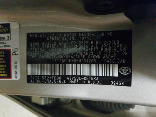 Photo 9 VIN: 4T1BF1FK9EU334268 - TOYOTA CAMRY L 