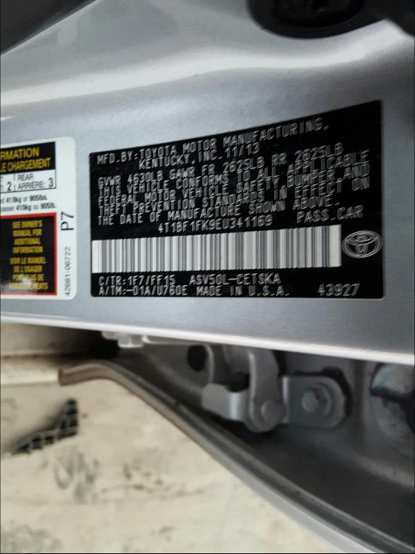 Photo 9 VIN: 4T1BF1FK9EU341169 - TOYOTA CAMRY L 