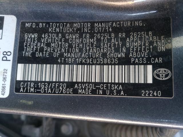 Photo 9 VIN: 4T1BF1FK9EU358635 - TOYOTA CAMRY L 