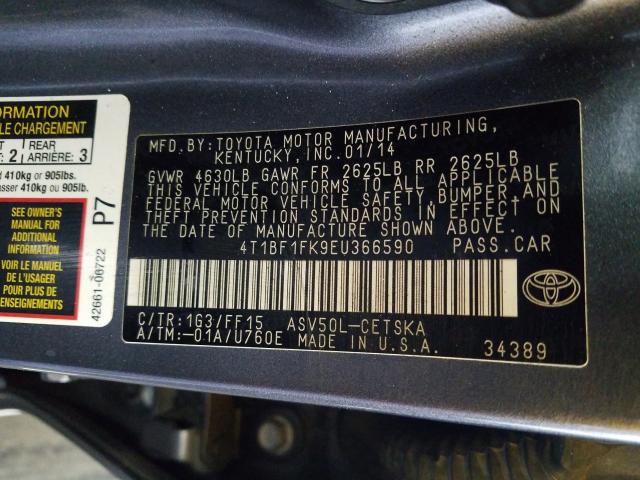 Photo 9 VIN: 4T1BF1FK9EU366590 - TOYOTA CAMRY L 