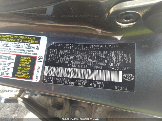 Photo 8 VIN: 4T1BF1FK9EU380649 - TOYOTA CAMRY 