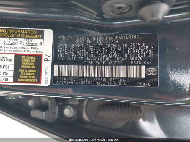 Photo 8 VIN: 4T1BF1FK9EU383762 - TOYOTA CAMRY 