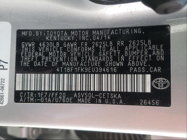 Photo 9 VIN: 4T1BF1FK9EU394616 - TOYOTA CAMRY L 