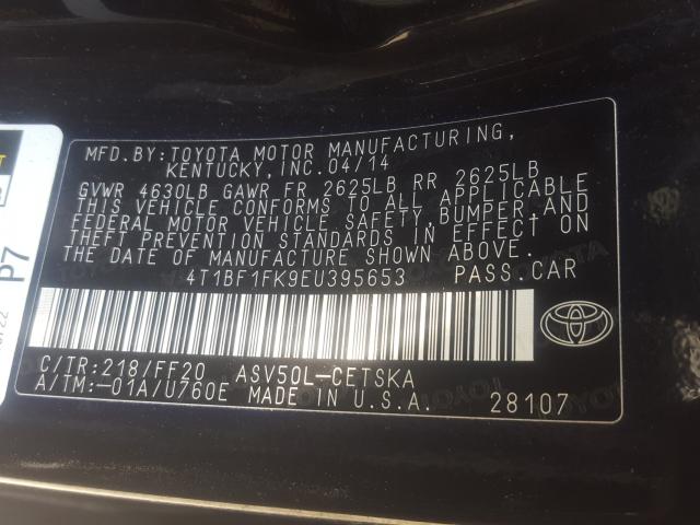 Photo 9 VIN: 4T1BF1FK9EU395653 - TOYOTA CAMRY L 