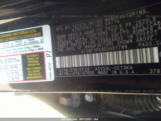 Photo 8 VIN: 4T1BF1FK9EU401788 - TOYOTA CAMRY 