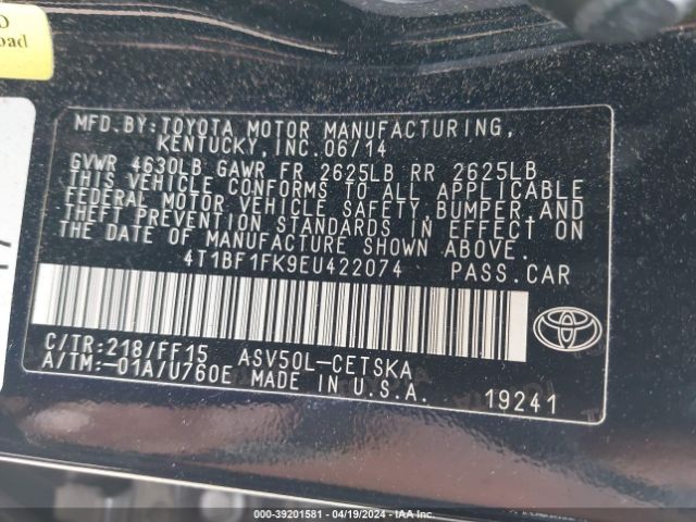 Photo 8 VIN: 4T1BF1FK9EU422074 - TOYOTA CAMRY 