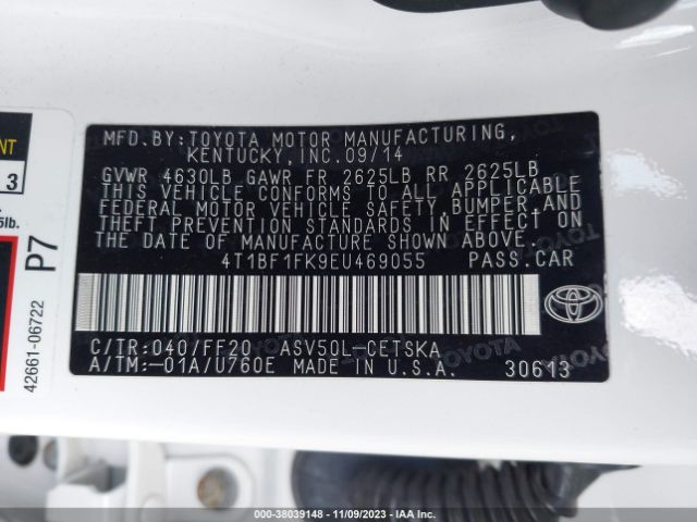 Photo 8 VIN: 4T1BF1FK9EU469055 - TOYOTA CAMRY 