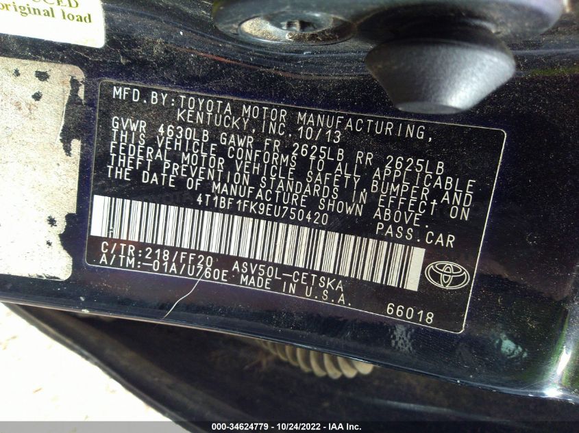 Photo 8 VIN: 4T1BF1FK9EU750420 - TOYOTA CAMRY 