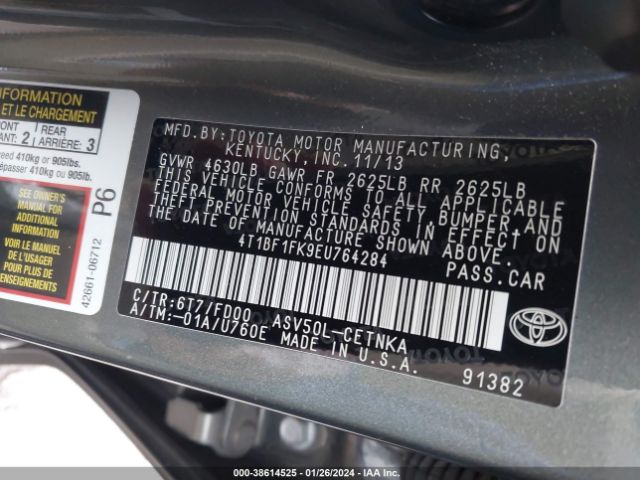 Photo 8 VIN: 4T1BF1FK9EU764284 - TOYOTA CAMRY 