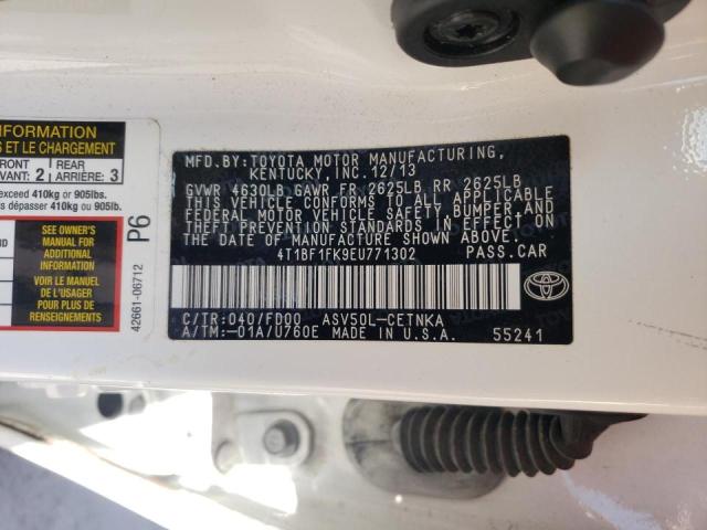 Photo 9 VIN: 4T1BF1FK9EU771302 - TOYOTA CAMRY L 