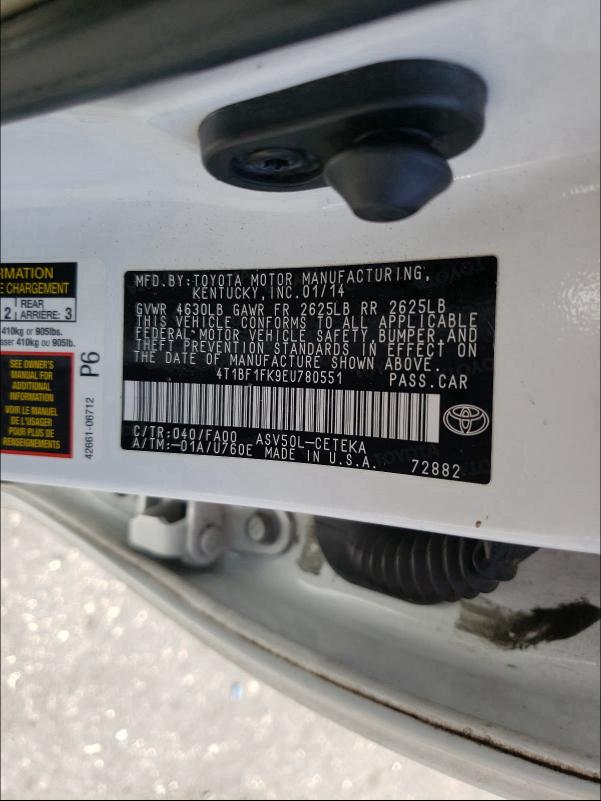 Photo 9 VIN: 4T1BF1FK9EU780551 - TOYOTA CAMRY L 