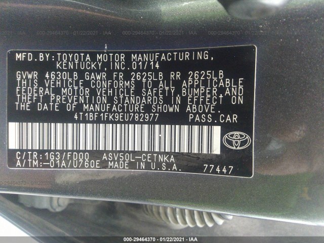 Photo 8 VIN: 4T1BF1FK9EU782977 - TOYOTA CAMRY 