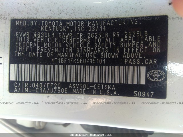 Photo 8 VIN: 4T1BF1FK9EU795101 - TOYOTA CAMRY 