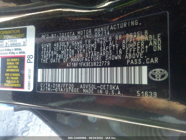 Photo 8 VIN: 4T1BF1FK9EU822779 - TOYOTA CAMRY 