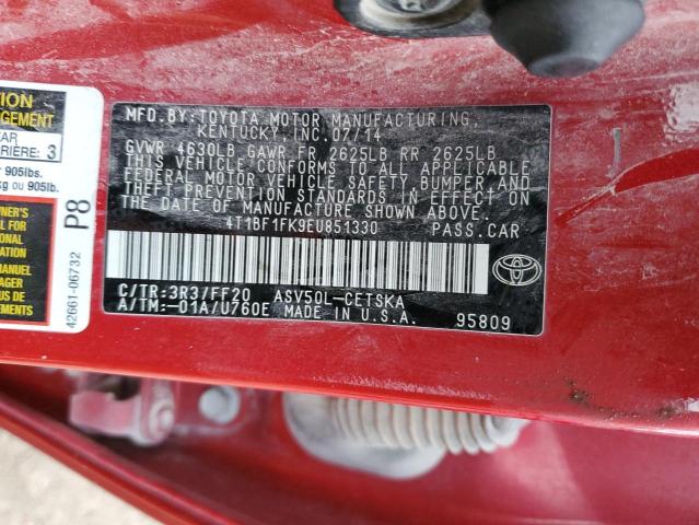 Photo 11 VIN: 4T1BF1FK9EU851330 - TOYOTA CAMRY L 