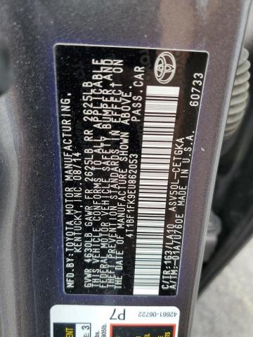 Photo 11 VIN: 4T1BF1FK9EU862053 - TOYOTA CAMRY L 