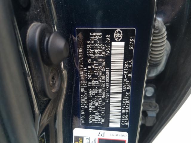 Photo 9 VIN: 4T1BF1FK9EU865891 - TOYOTA CAMRY L 