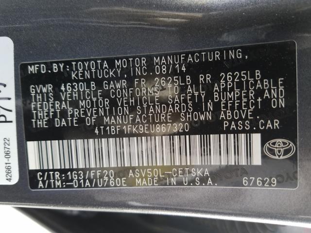 Photo 9 VIN: 4T1BF1FK9EU867320 - TOYOTA CAMRY L 