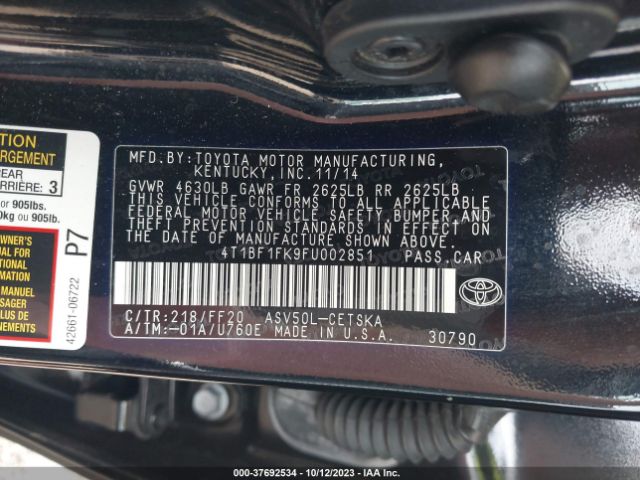 Photo 8 VIN: 4T1BF1FK9FU002851 - TOYOTA CAMRY 