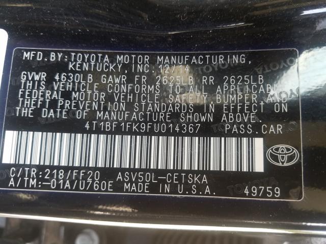 Photo 9 VIN: 4T1BF1FK9FU014367 - TOYOTA CAMRY 