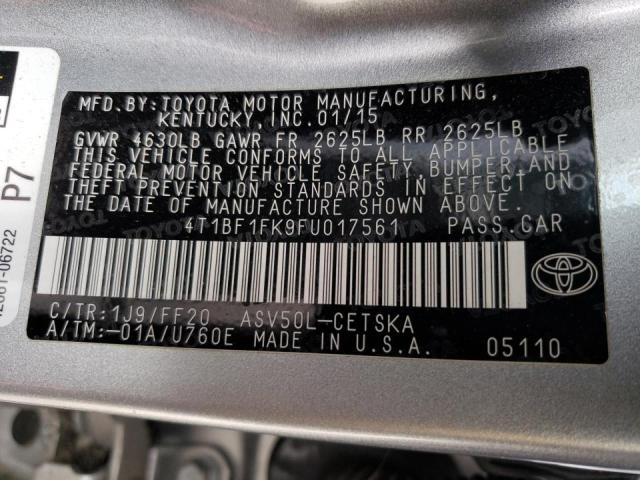 Photo 9 VIN: 4T1BF1FK9FU017561 - TOYOTA CAMRY LE 