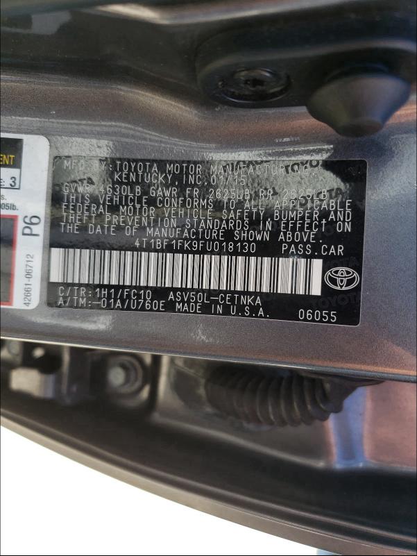 Photo 9 VIN: 4T1BF1FK9FU018130 - TOYOTA CAMRY LE 