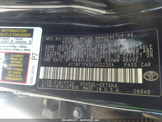 Photo 8 VIN: 4T1BF1FK9FU032304 - TOYOTA CAMRY 