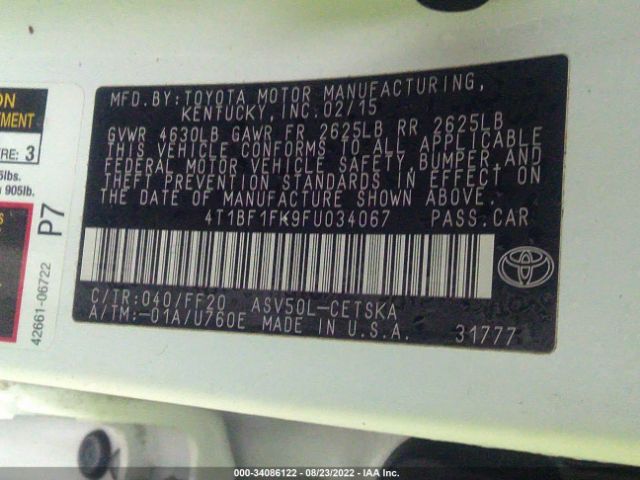 Photo 8 VIN: 4T1BF1FK9FU034067 - TOYOTA CAMRY 