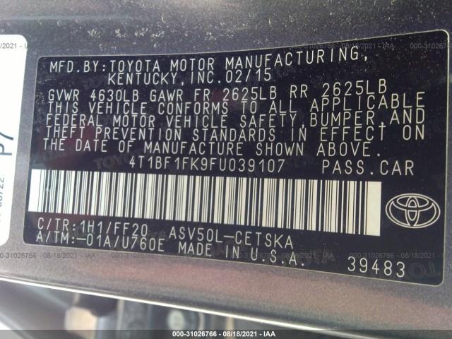 Photo 8 VIN: 4T1BF1FK9FU039107 - TOYOTA CAMRY 