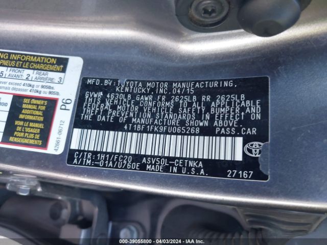 Photo 8 VIN: 4T1BF1FK9FU065268 - TOYOTA CAMRY 