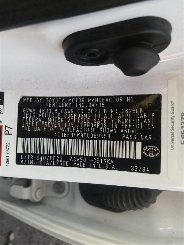 Photo 9 VIN: 4T1BF1FK9FU069658 - TOYOTA CAMRY LE 