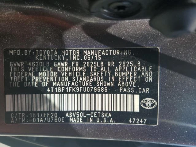 Photo 11 VIN: 4T1BF1FK9FU079686 - TOYOTA CAMRY LE 