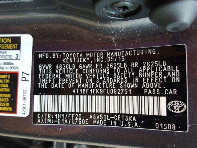 Photo 9 VIN: 4T1BF1FK9FU082751 - TOYOTA CAMRY 