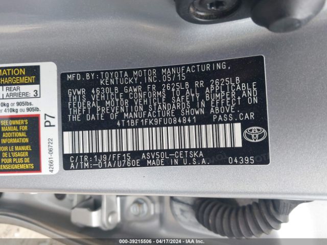 Photo 8 VIN: 4T1BF1FK9FU084841 - TOYOTA CAMRY 