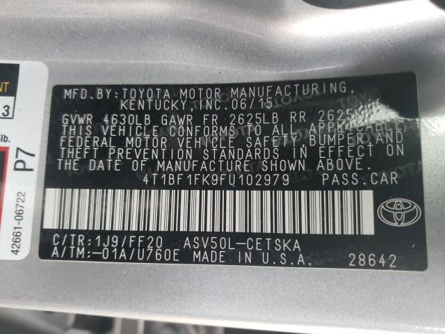 Photo 9 VIN: 4T1BF1FK9FU102979 - TOYOTA CAMRY LE 