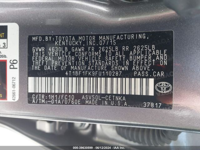 Photo 8 VIN: 4T1BF1FK9FU110287 - TOYOTA CAMRY 