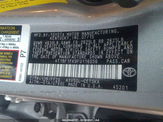 Photo 8 VIN: 4T1BF1FK9FU116056 - TOYOTA CAMRY 