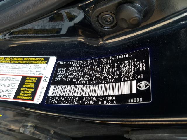 Photo 9 VIN: 4T1BF1FK9FU480168 - TOYOTA CAMRY 